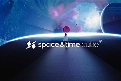 Space and Time Cube digital museum cosmic promotional artwork